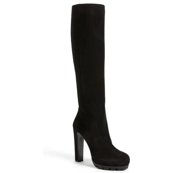 🖤♥️PRADA♥️🖤Lug Sole High Heel Black Deerskin Boot, size 41 (US 11), 🆕 - Picture 3 of 16